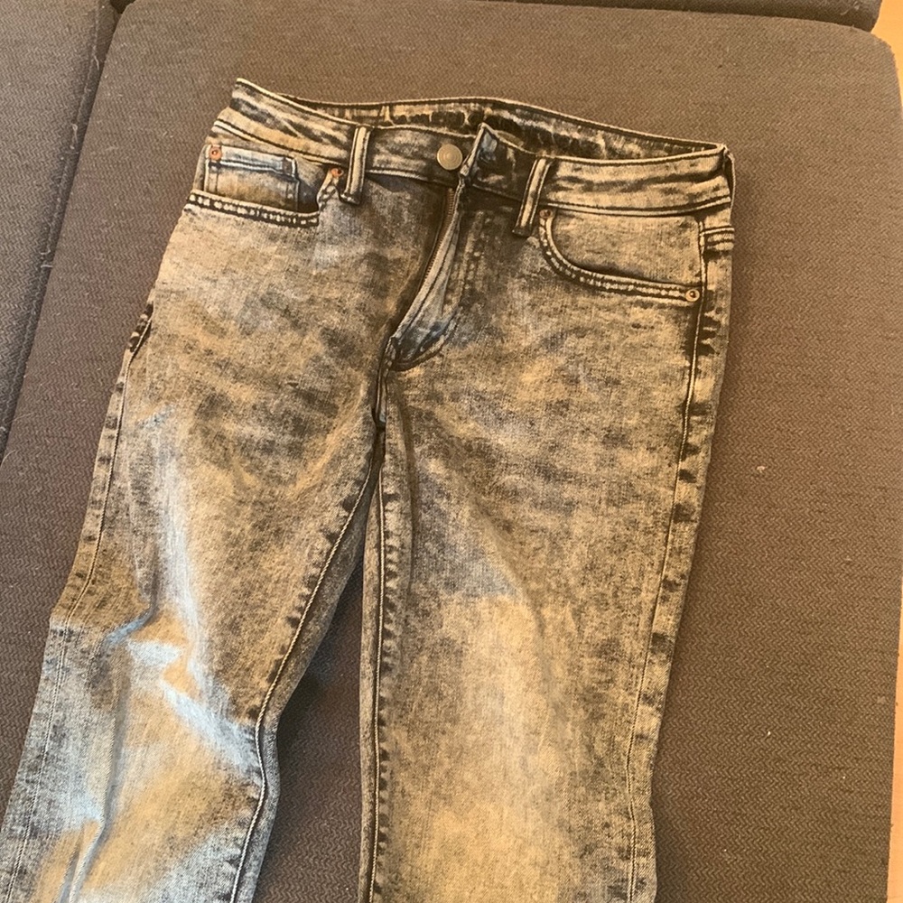 Black Acid Wash American Eagle Flex Jeans